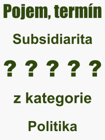 Co je to Subsidiarita? Vznam slova, termn, Odborn termn, vraz, slovo Subsidiarita. Co znamen pojem Subsidiarita z kategorie Politika?