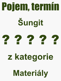 Co je to Šungit? Význam slova, termín, Definice odborného termínu, slova Šungit. Co znamená pojem Šungit z kategorie Materiály?