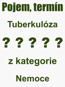 Co je to Tuberkulza? Vznam slova, termn, Definice vrazu, termnu Tuberkulza. Co znamen odborn pojem Tuberkulza z kategorie Nemoce?