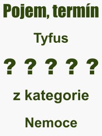 Co je to Tyfus? Vznam slova, termn, Odborn vraz, definice slova Tyfus. Co znamen slovo Tyfus z kategorie Nemoce?