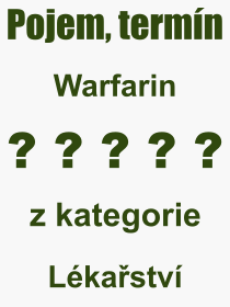 Pojem, vraz, heslo, co je to Warfarin? 