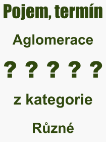 Co je to Aglomerace? Význam slova, termín, Definice výrazu, termínu Aglomerace. Co znamená odborný pojem Aglomerace z kategorie Různé?
