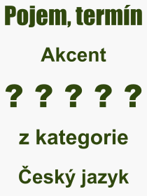 Co je to Akcent? Význam slova, termín, Výraz, termín, definice slova Akcent. Co znamená odborný pojem Akcent z kategorie Český jazyk?