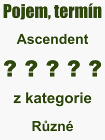 Co je to Ascendent? Vznam slova, termn, Odborn vraz, definice slova Ascendent. Co znamen slovo Ascendent z kategorie Rzn?