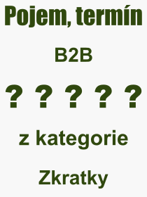 Co je to B2B? Význam slova, termín, Definice výrazu, termínu B2B. Co znamená odborný pojem B2B z kategorie Zkratky?