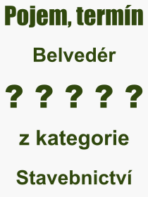 Co je to Belvedér? Význam slova, termín, Odborný termín, výraz, slovo Belvedér. Co znamená pojem Belvedér z kategorie Stavebnictví?