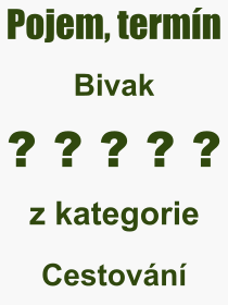 Co je to Bivak? Význam slova, termín, Definice odborného termínu, slova Bivak. Co znamená pojem Bivak z kategorie Cestování?
