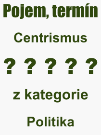 Co je to Centrismus? Vznam slova, termn, Vraz, termn, definice slova Centrismus. Co znamen odborn pojem Centrismus z kategorie Politika?
