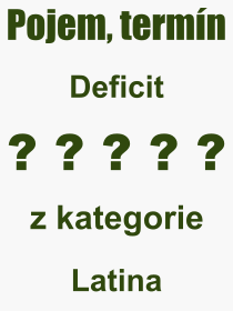 Co je to Deficit? Vznam slova, termn, Definice odbornho termnu, slova Deficit. Co znamen pojem Deficit z kategorie Latina?