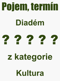 Co je to Diadém? Význam slova, termín, Výraz, termín, definice slova Diadém. Co znamená odborný pojem Diadém z kategorie Kultura?