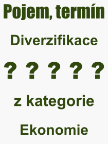 Co je to Diverzifikace? Vznam slova, termn, Vraz, termn, definice slova Diverzifikace. Co znamen odborn pojem Diverzifikace z kategorie Ekonomie?