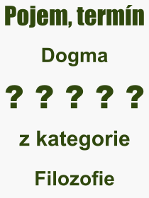 Co je to Dogma? Význam slova, termín, Odborný termín, výraz, slovo Dogma. Co znamená pojem Dogma z kategorie Filozofie?