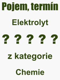 Co je to Elektrolyt? Vznam slova, termn, Vraz, termn, definice slova Elektrolyt. Co znamen odborn pojem Elektrolyt z kategorie Chemie?