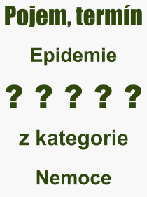 Co je to Epidemie? Vznam slova, termn, Definice vrazu, termnu Epidemie. Co znamen odborn pojem Epidemie z kategorie Nemoce?