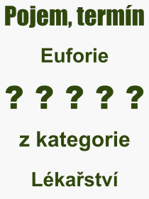 Co je to Euforie? Význam slova, termín, Výraz, termín, definice slova Euforie. Co znamená odborný pojem Euforie z kategorie Lékařství?