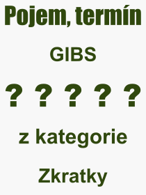 Co je to GIBS? Vznam slova, termn, Odborn vraz, definice slova GIBS. Co znamen pojem GIBS z kategorie Zkratky?