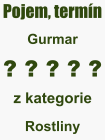 Co je to Gurmar? Význam slova, termín, Definice výrazu, termínu Gurmar. Co znamená odborný pojem Gurmar z kategorie Rostliny?
