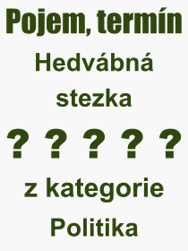 Co je to Hedvbn stezka? Vznam slova, termn, Definice vrazu, termnu Hedvbn stezka. Co znamen odborn pojem Hedvbn stezka z kategorie Politika?