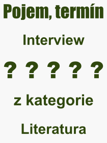 Co je to Interview? Význam slova, termín, Výraz, termín, definice slova Interview. Co znamená odborný pojem Interview z kategorie Literatura?