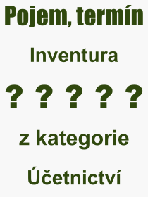 Co je to Inventura? Vznam slova, termn, Definice odbornho termnu, slova Inventura. Co znamen pojem Inventura z kategorie etnictv?