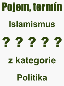 Co je to Islamismus? Vznam slova, termn, Definice vrazu Islamismus. Co znamen odborn pojem Islamismus z kategorie Politika?