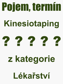 Co je to Kinesiotaping? Vznam slova, termn, Vraz, termn, definice slova Kinesiotaping. Co znamen odborn pojem Kinesiotaping z kategorie Lkastv?