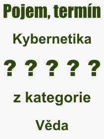 Co je to Kybernetika? Vznam slova, termn, Definice vrazu, termnu Kybernetika. Co znamen odborn pojem Kybernetika z kategorie Vda?