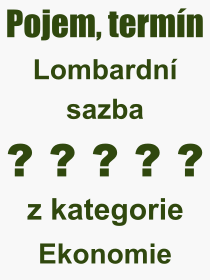 Pojem, výraz, heslo, co je to Lombardní sazba? 