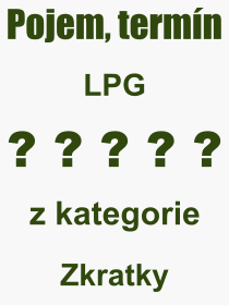 Co je to LPG? Vznam slova, termn, Definice vrazu LPG. Co znamen odborn pojem LPG z kategorie Zkratky?