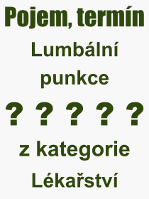 Co je to Lumbální punkce? Význam slova, termín, Definice výrazu, termínu Lumbální punkce. Co znamená odborný pojem Lumbální punkce z kategorie Lékařství?