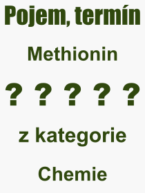 Co je to Methionin? Vznam slova, termn, Odborn vraz, definice slova Methionin. Co znamen pojem Methionin z kategorie Chemie?