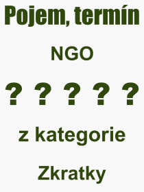 Pojem, výraz, heslo, co je to NGO? 