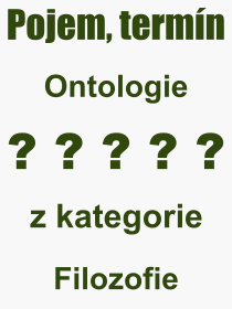 Co je to Ontologie? Vznam slova, termn, Definice vrazu, termnu Ontologie. Co znamen odborn pojem Ontologie z kategorie Filozofie?