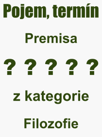 Co je to Premisa? Význam slova, termín, Definice výrazu, termínu Premisa. Co znamená odborný pojem Premisa z kategorie Filozofie?
