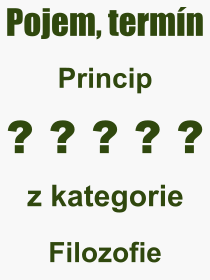 Co je to Princip? Význam slova, termín, Výraz, termín, definice slova Princip. Co znamená odborný pojem Princip z kategorie Filozofie?