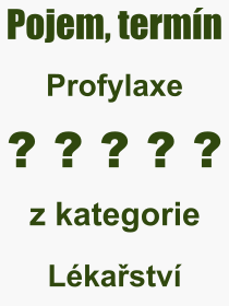 Co je to Profylaxe? Vznam slova, termn, Definice odbornho termnu, slova Profylaxe. Co znamen pojem Profylaxe z kategorie Lkastv?