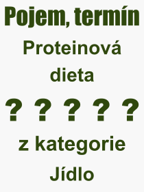 Co je to Proteinov dieta? Vznam slova, termn, Definice vrazu Proteinov dieta. Co znamen odborn pojem Proteinov dieta z kategorie Jdlo?