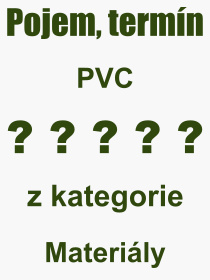 Co je to PVC? Vznam slova, termn, Definice vrazu, termnu PVC. Co znamen odborn pojem PVC z kategorie Materily?