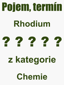 Co je to Rhodium? Vznam slova, termn, Odborn vraz, definice slova Rhodium. Co znamen slovo Rhodium z kategorie Chemie?