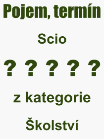 Pojem, výraz, heslo, co je to Scio? 