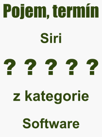 Co je to Siri? Vznam slova, termn, Vraz, termn, definice slova Siri. Co znamen odborn pojem Siri z kategorie Software?