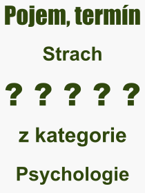 Co je to Strach? Vznam slova, termn, Odborn vraz, definice slova Strach. Co znamen slovo Strach z kategorie Psychologie?