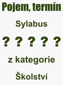 Co je to Sylabus? Vznam slova, termn, Definice vrazu, termnu Sylabus. Co znamen odborn pojem Sylabus z kategorie kolstv?