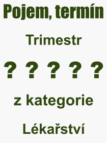 Co je to Trimestr? Vznam slova, termn, Odborn vraz, definice slova Trimestr. Co znamen pojem Trimestr z kategorie Lkastv?