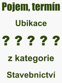 Co je to Ubikace? Vznam slova, termn, Odborn vraz, definice slova Ubikace. Co znamen slovo Ubikace z kategorie Stavebnictv?