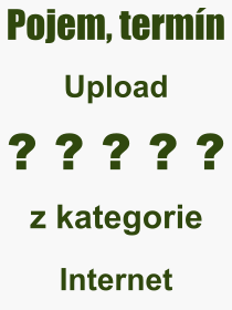 Co je to Upload? Vznam slova, termn, Definice vrazu Upload. Co znamen odborn pojem Upload z kategorie Internet?