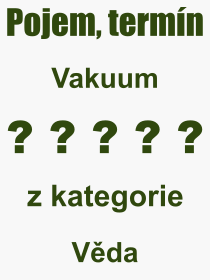 Co je to Vakuum? Význam slova, termín, Výraz, termín, definice slova Vakuum. Co znamená odborný pojem Vakuum z kategorie Věda?