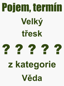 Co je to Velk tesk? Vznam slova, termn, Odborn termn, vraz, slovo Velk tesk. Co znamen pojem Velk tesk z kategorie Vda?