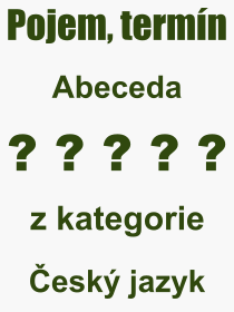 Co je to Abeceda? Význam slova, termín, Výraz, termín, definice slova Abeceda. Co znamená odborný pojem Abeceda z kategorie Český jazyk?