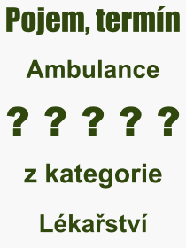Pojem, výraz, heslo, co je to Ambulance? 